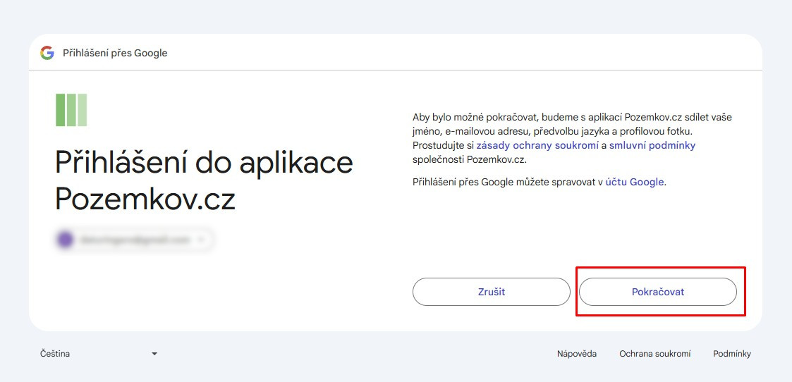 Potvrzovací formulář - google
