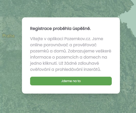 Úspěšná registrace